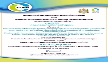 ผลการขึ้นทะเบียนโครงการลดก๊าซเรือนกระจกภาคสมัครใจตามมาตรฐานของประเทศไทย (T - VER) โครงการส่งเสริมการประเมินคาร์บอนเครดิต เพื่อการจัดการทรัพยากรที่สมดุล เป็นธรรม และยั่งยืน จังหวัดแม่ฮ่องสอน ของพื้นที่ป่าชุมชนที่ตำบลห้วยห้อม อำเภอแม่ลาน้อย